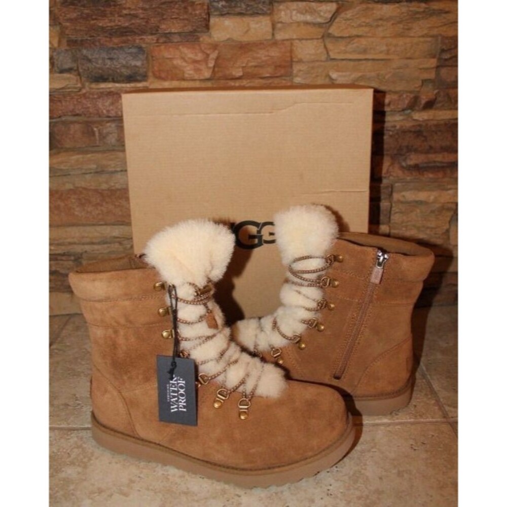 UGG VIKI SUEDE SHEARLING WATERPROOF BOOT YOUTH SZ 1
